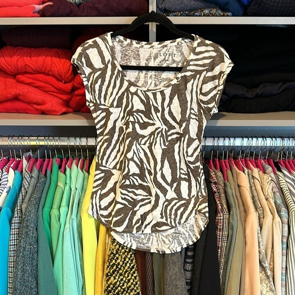 LOFT Tops - Loft brown and white zebra print sweater top